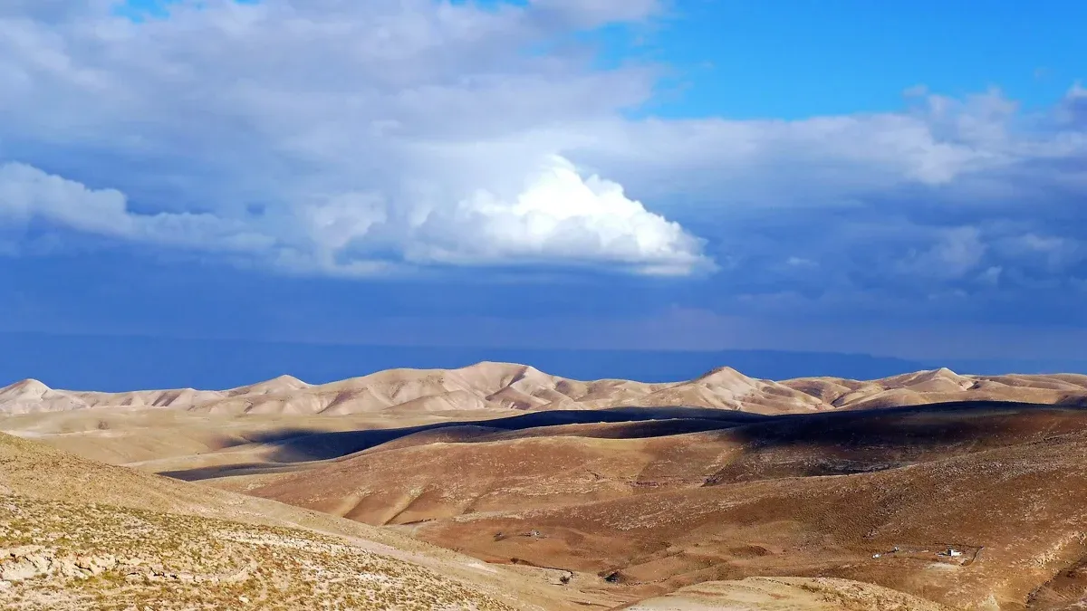 The Judaean Desert east of Jerusalem on the drive of a Masada and Dead Sea tour from Jerusalem